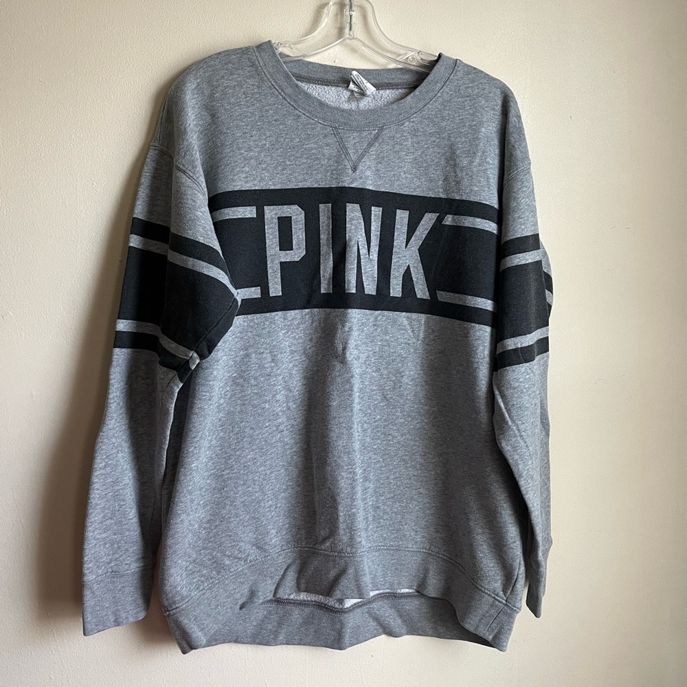 PINK Victoria's Secret Gray and Black Sweatshirt